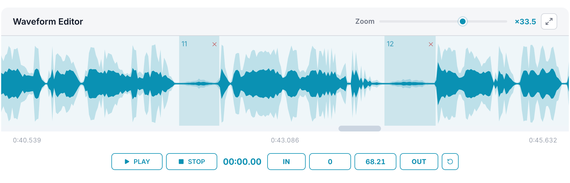 Breath segments on waveform